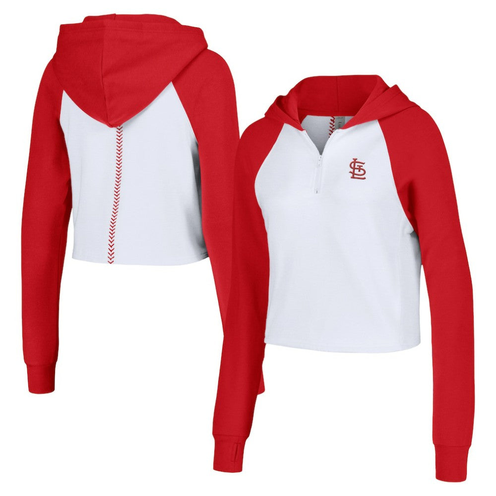 St. Louis Cardinals Lusso Women's Jane Raglan Quarter-Zip Tri-Blend Cropped Pullover Hoodie Near Me