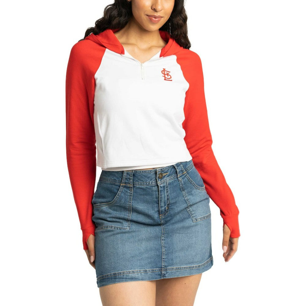 St. Louis Cardinals Lusso Women's Jane Raglan Quarter-Zip Tri-Blend Cropped Pullover Hoodie Near Me