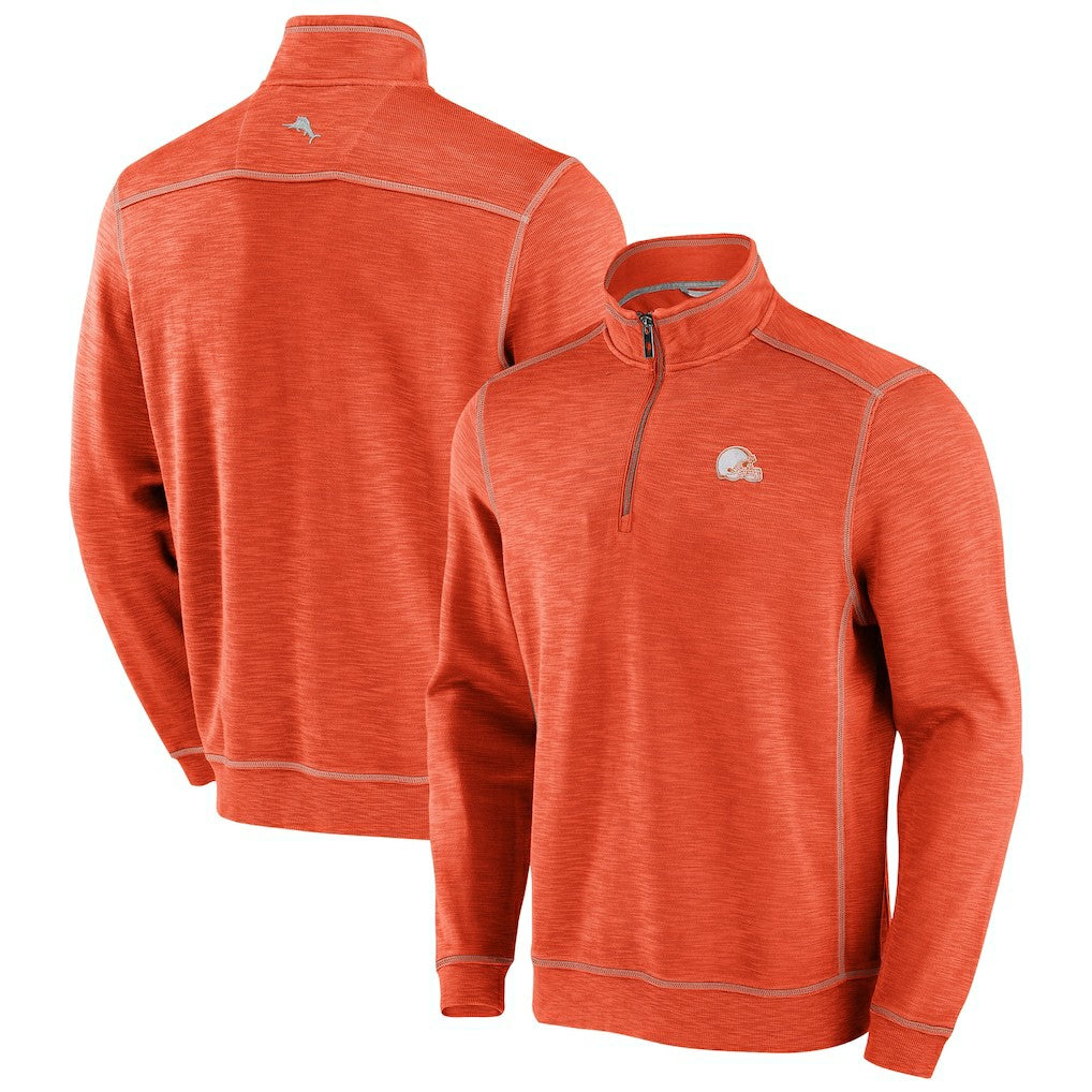 Cleveland Browns Tobago Bay Tri-Blend Half-Zip Sweatshirt - Orange - Tommy Bahama