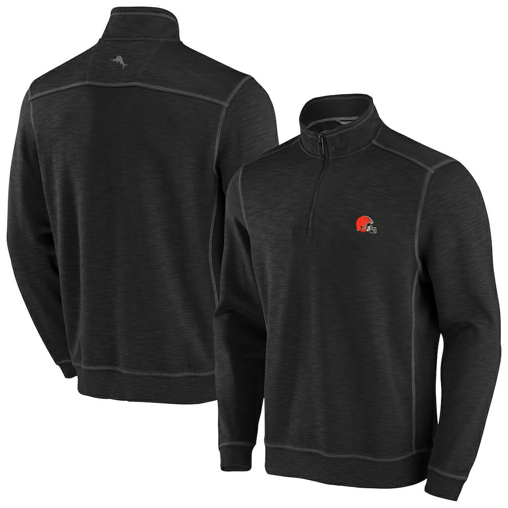 Cleveland Browns Big & Tall Tobago Bay Half-Zip Sweatshirt - Black - Tommy Bahama