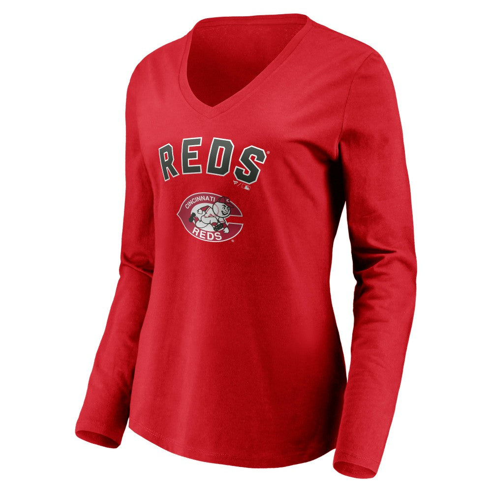 Cincinnati Reds Women's Cooperstown Collection Personalized Winning Streak Long Sleeve V-Neck T-Shirt for sale
