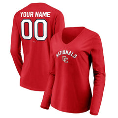 Washington Nationals Women's Cooperstown Collection Personalized Winning Streak Long Sleeve V-Neck T-Shirt Outlet