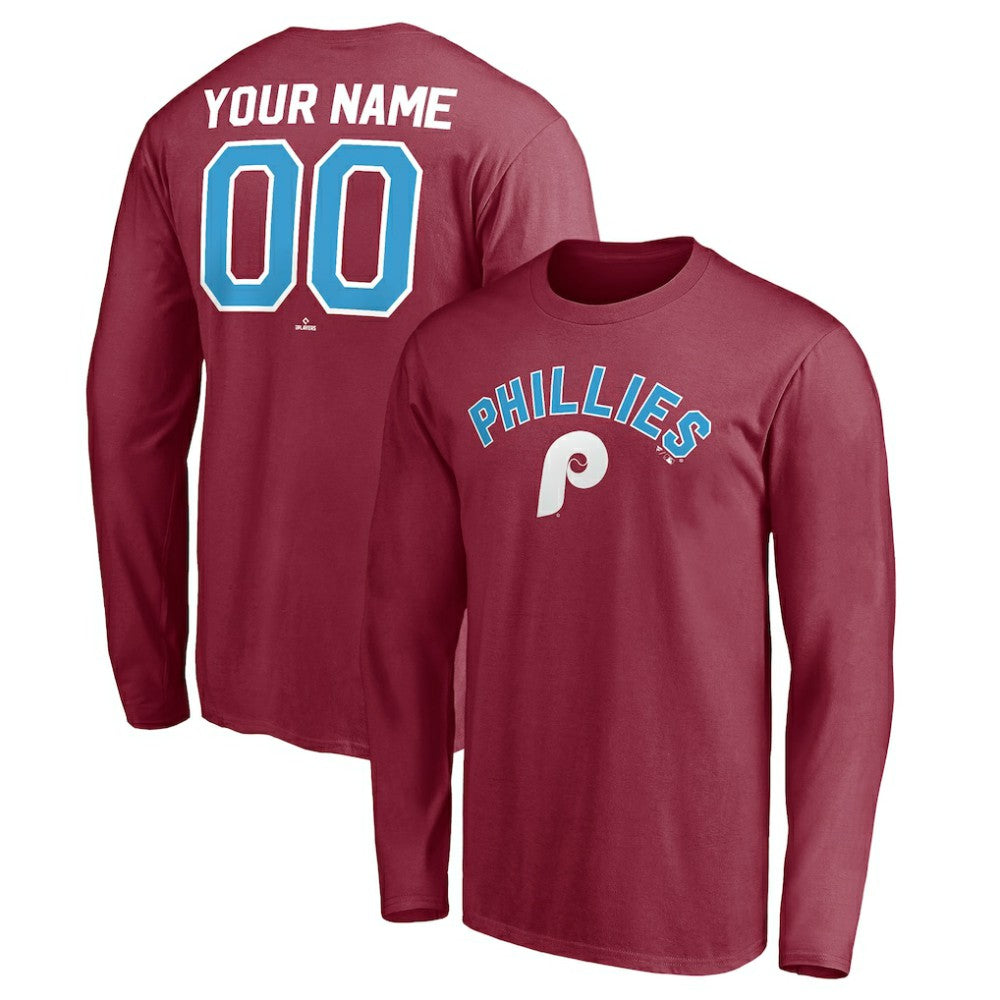 Philadelphia Phillies Personalized Cooperstown Collection Alternate Winning Streak Long Sleeve T-Shirt for sale