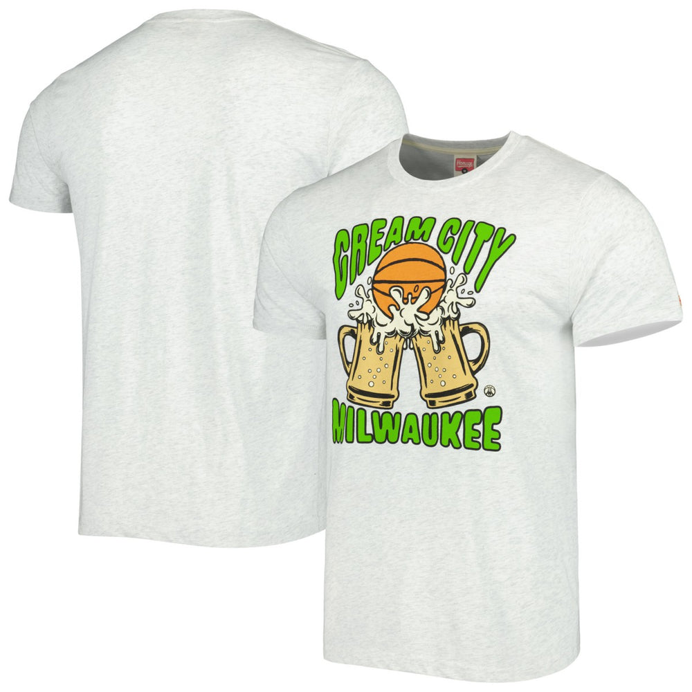 Milwaukee Bucks Homage Unisex Hometown Hyper Local Tri-Blend T-Shirt Ash