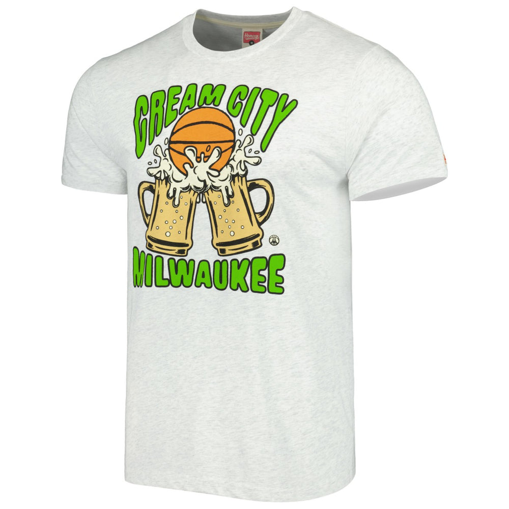 Milwaukee Bucks Homage Unisex Hometown Hyper Local Tri-Blend T-Shirt Ash
