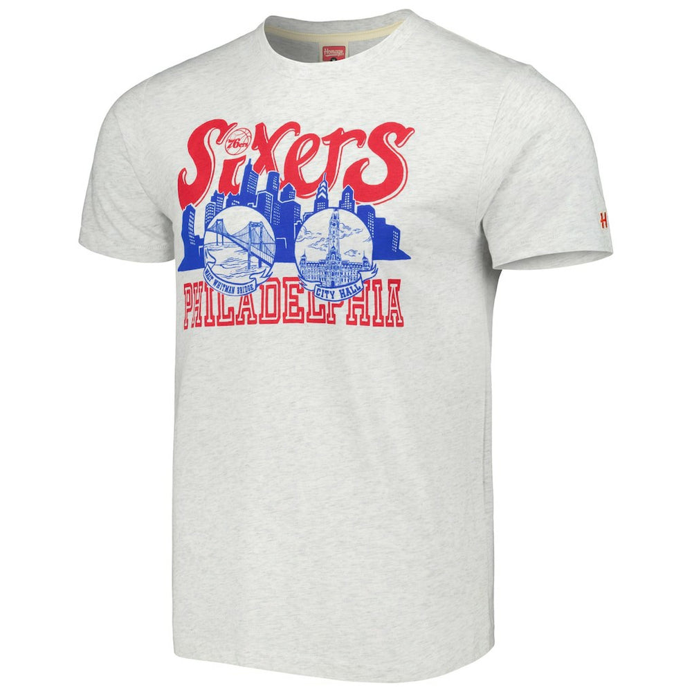 Philadelphia 76ers Homage Unisex Hometown Hyper Local Tri-Blend T-Shirt Ash