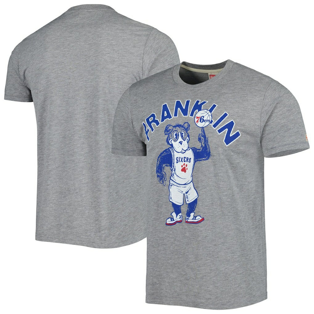Philadelphia 76ers Homage Unisex Team Mascot Tri-Blend T-Shirt Heather Gray