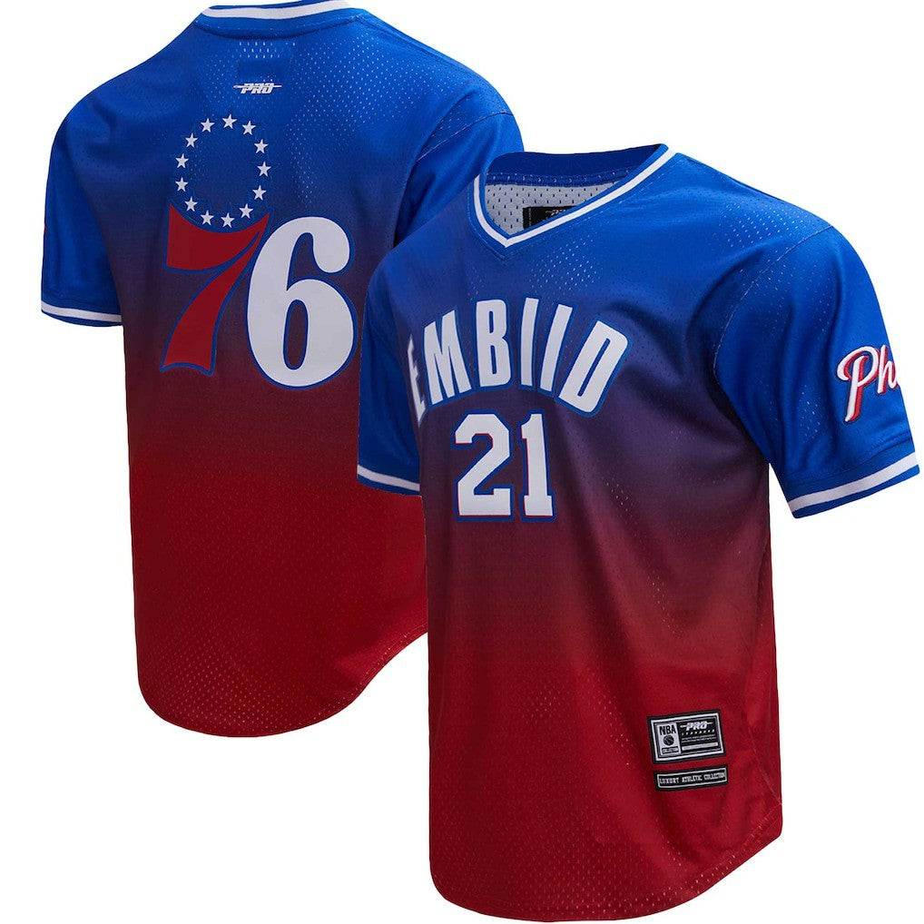 Joel Embiid Philadelphia 76ers Post Ombre Name & Number T-Shirt Royal/Red