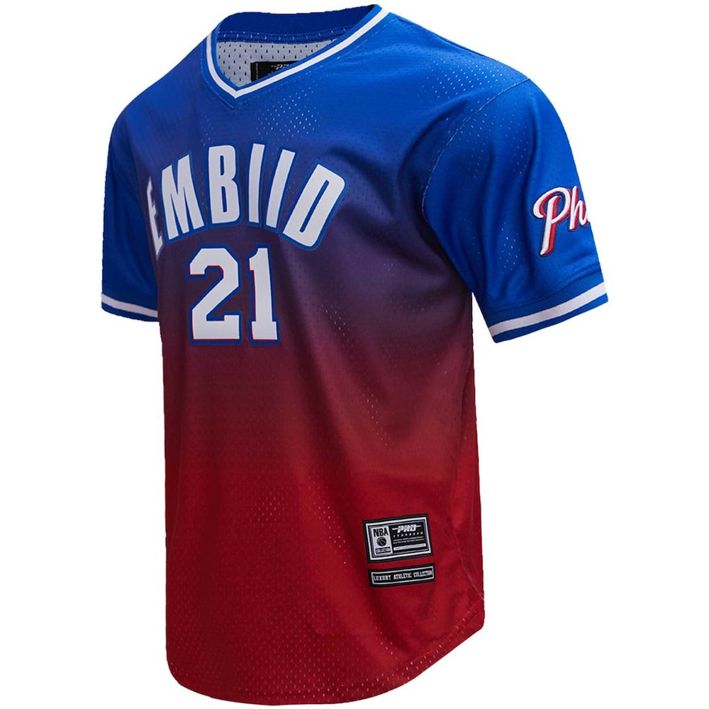 Joel Embiid Philadelphia 76ers Post Ombre Name & Number T-Shirt Royal/Red