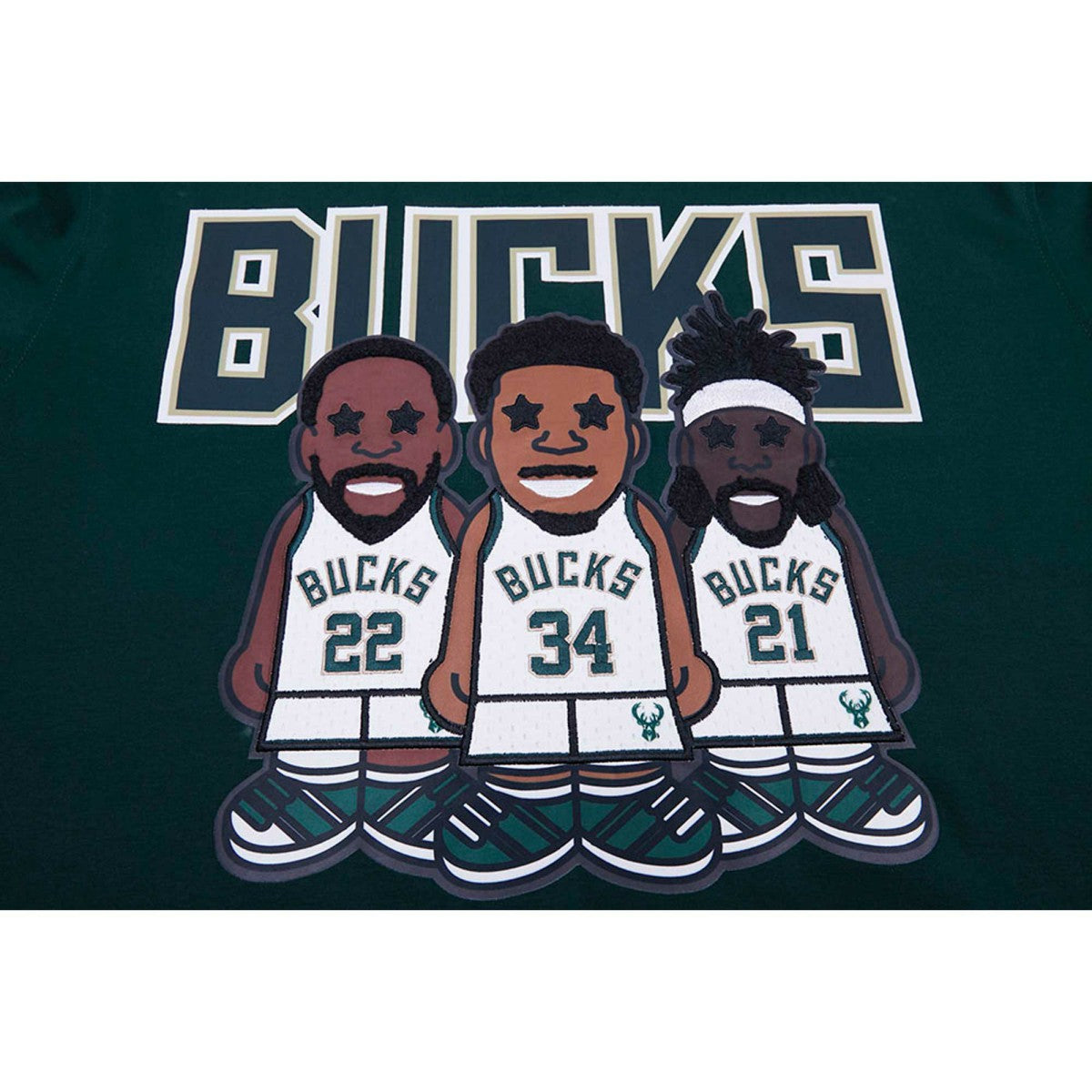 Giannis Antetokounmpo, Jrue Holiday, Khris Middleton Milwaukee Bucks Pro Standard Multi Lineup T-Shirt Hunter Green