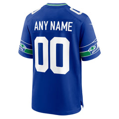 Seattle Seahawks Throwback Custom Jersey - Royal - Nike
