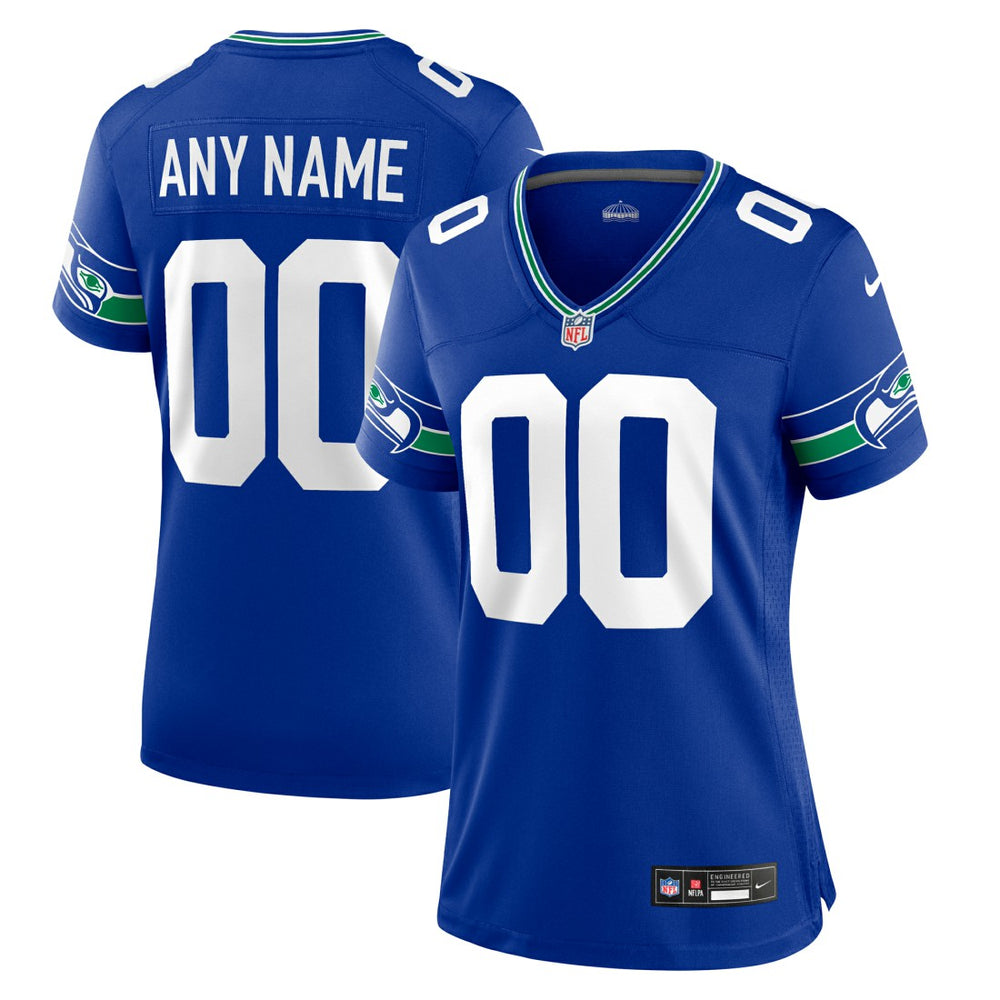 Seattle Seahawks Women's Throwback Custom Jersey - Royal - Nike