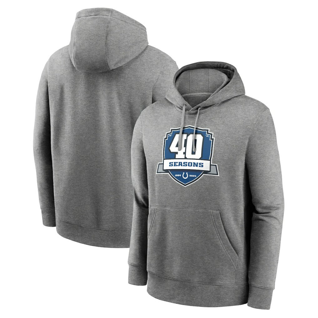 Indianapolis Colts 40th Anniversary Club Pullover Hoodie - Heather Gray - Nike