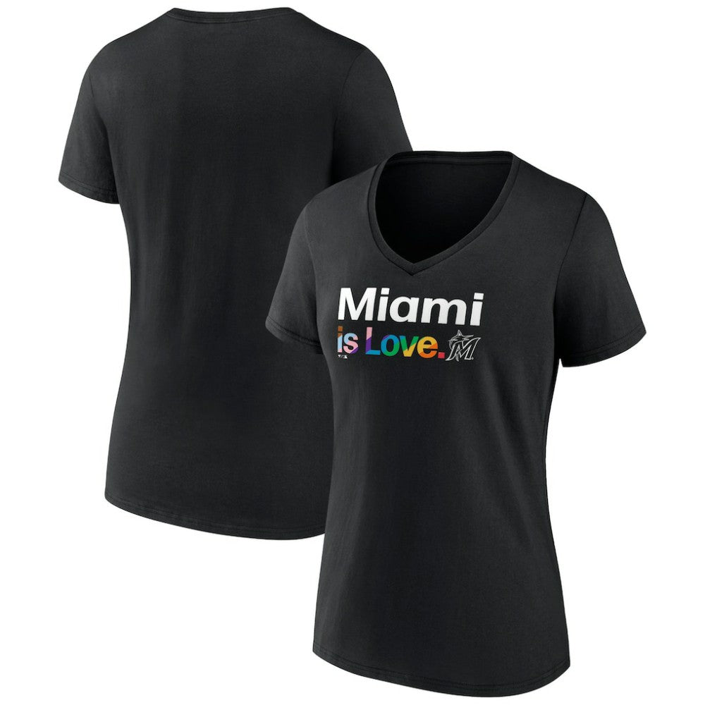 Miami Marlins Women's City Pride V-Neck T-Shirt Discount