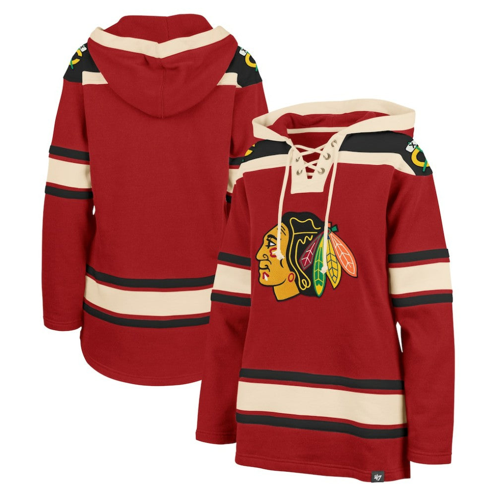 Chicago Blackhawks '47 Women's Superior Lacer Pullover Hoodie - Red | 47 brand on sale