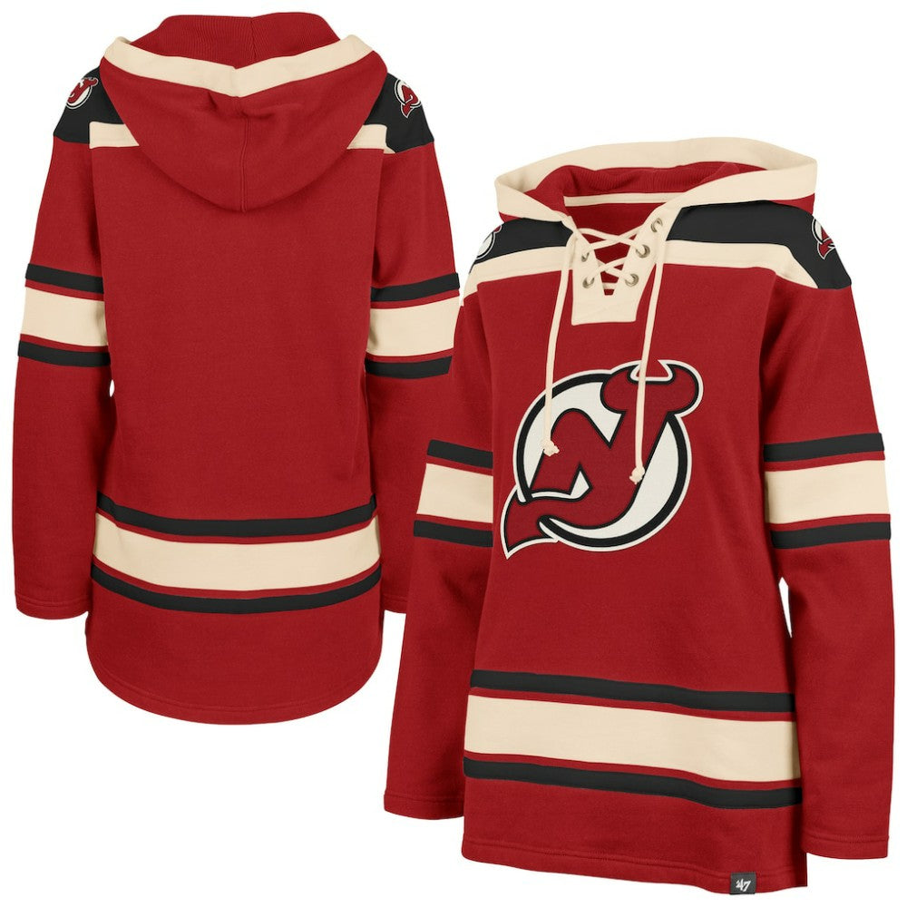 New Jersey Devils '47 Women's Superior Lacer Pullover Hoodie - Red | 47 brand Clearance