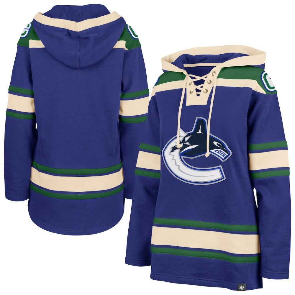 Vancouver Canucks '47 Women's Superior Lacer Pullover Hoodie - Blue | 47 brand Clearance