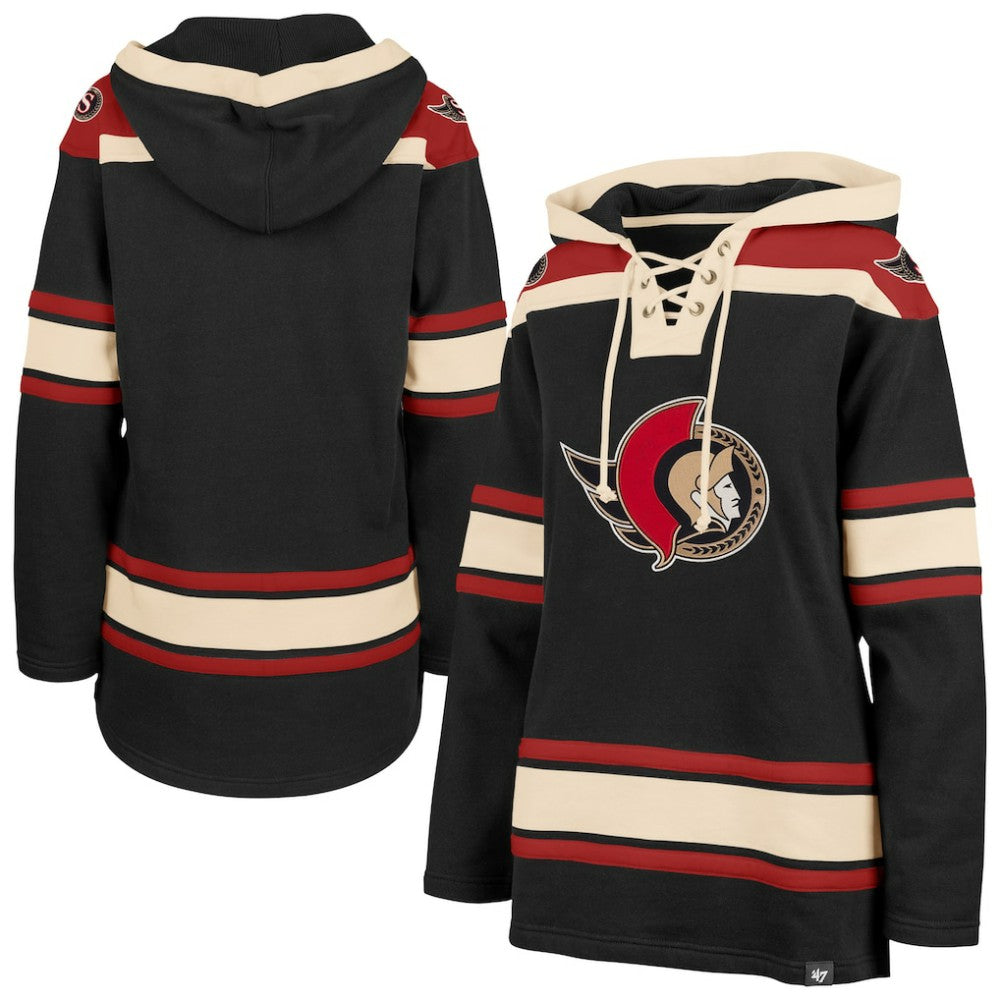 Ottawa Senators '47 Women's Superior Lacer Pullover Hoodie - Black | 47 brand Lifestyle