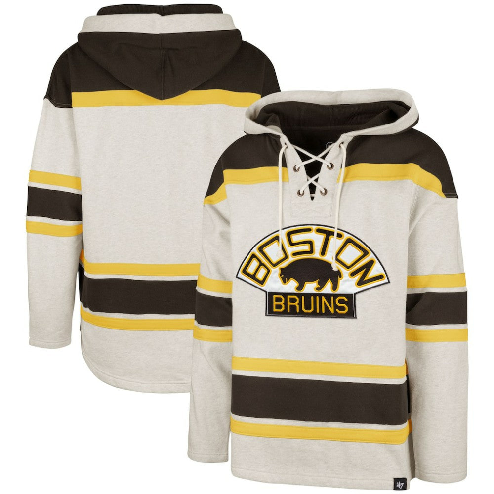 Boston Bruins '47 Rockaway Lacer Pullover Hoodie - Oatmeal | 47 brand on sale