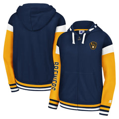 Milwaukee Brewers Starter Women's Homestretch Full-Zip Hoodie Outlet