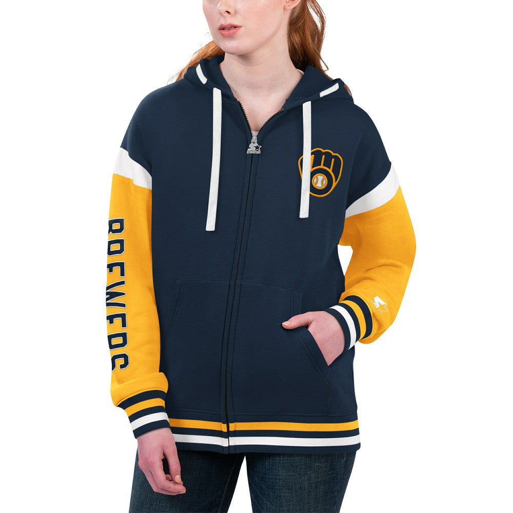 Milwaukee Brewers Starter Women's Homestretch Full-Zip Hoodie Outlet