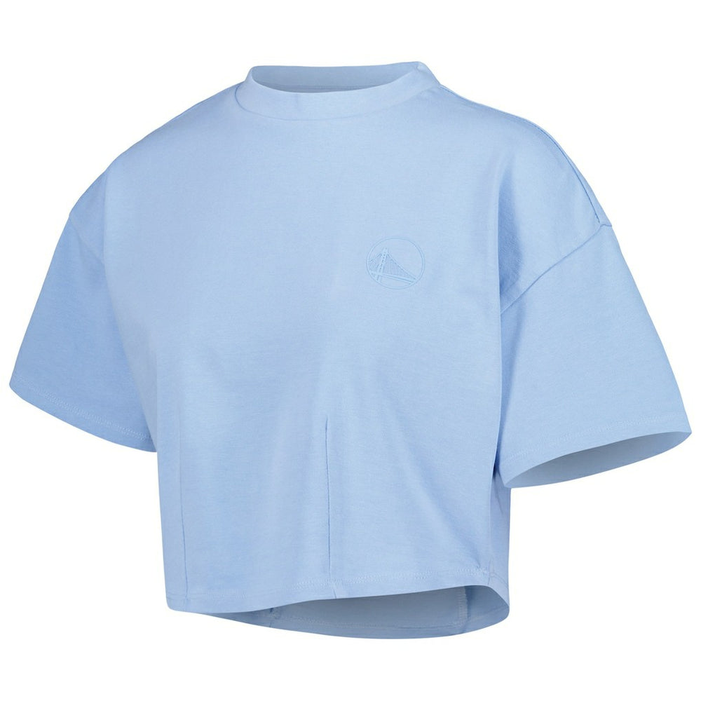 Golden State Warriors Lusso Women's Nola Faded Tonal Cropped T-Shirt Light Blue