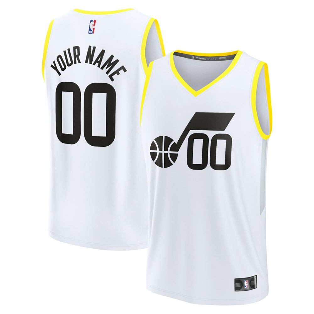 Fanatics Utah Jazz Youth Fast Break Replica Custom Jersey Association Edition White