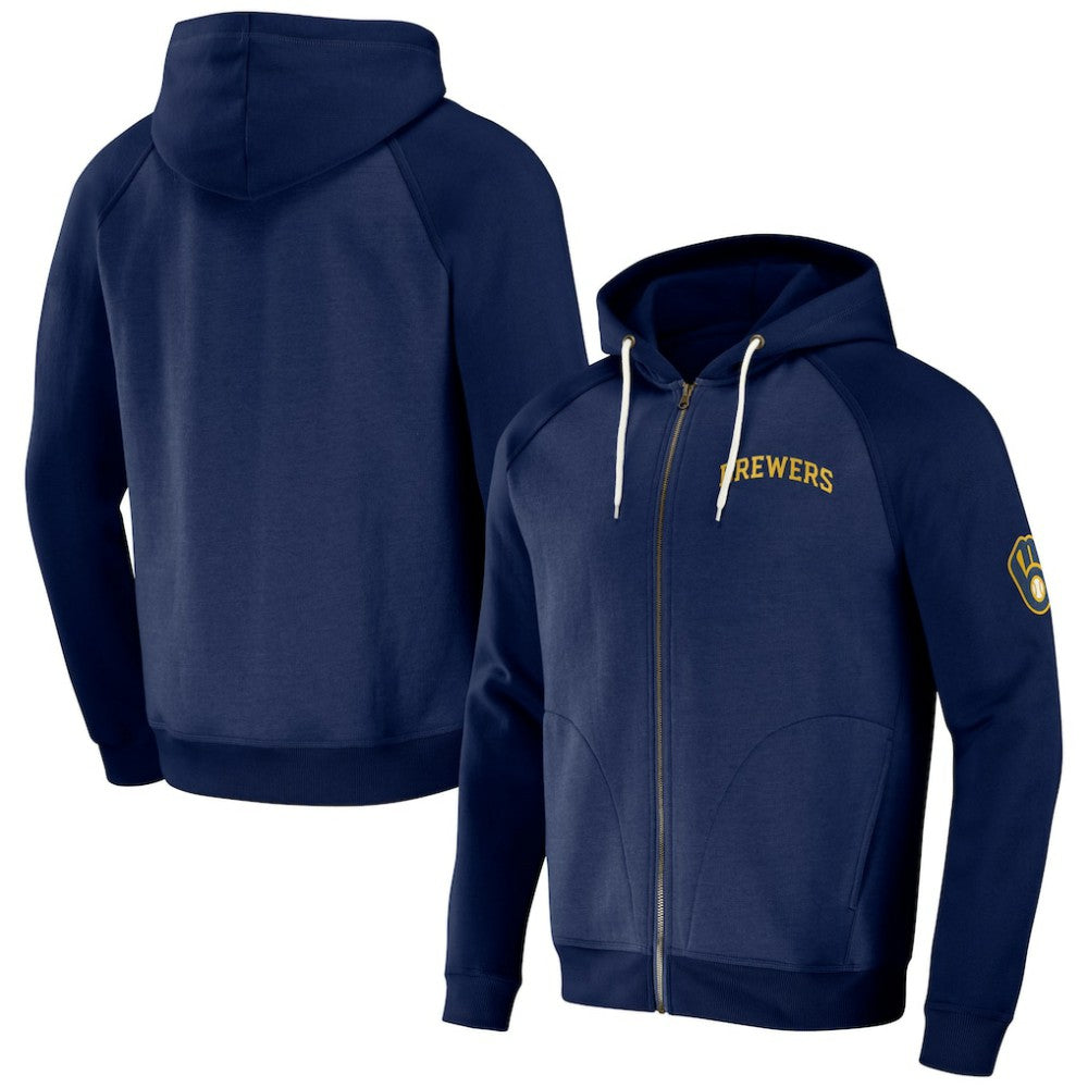 Milwaukee Brewers Darius Rucker Collection by Fanatics Raglan Full-Zip Hoodie Sale