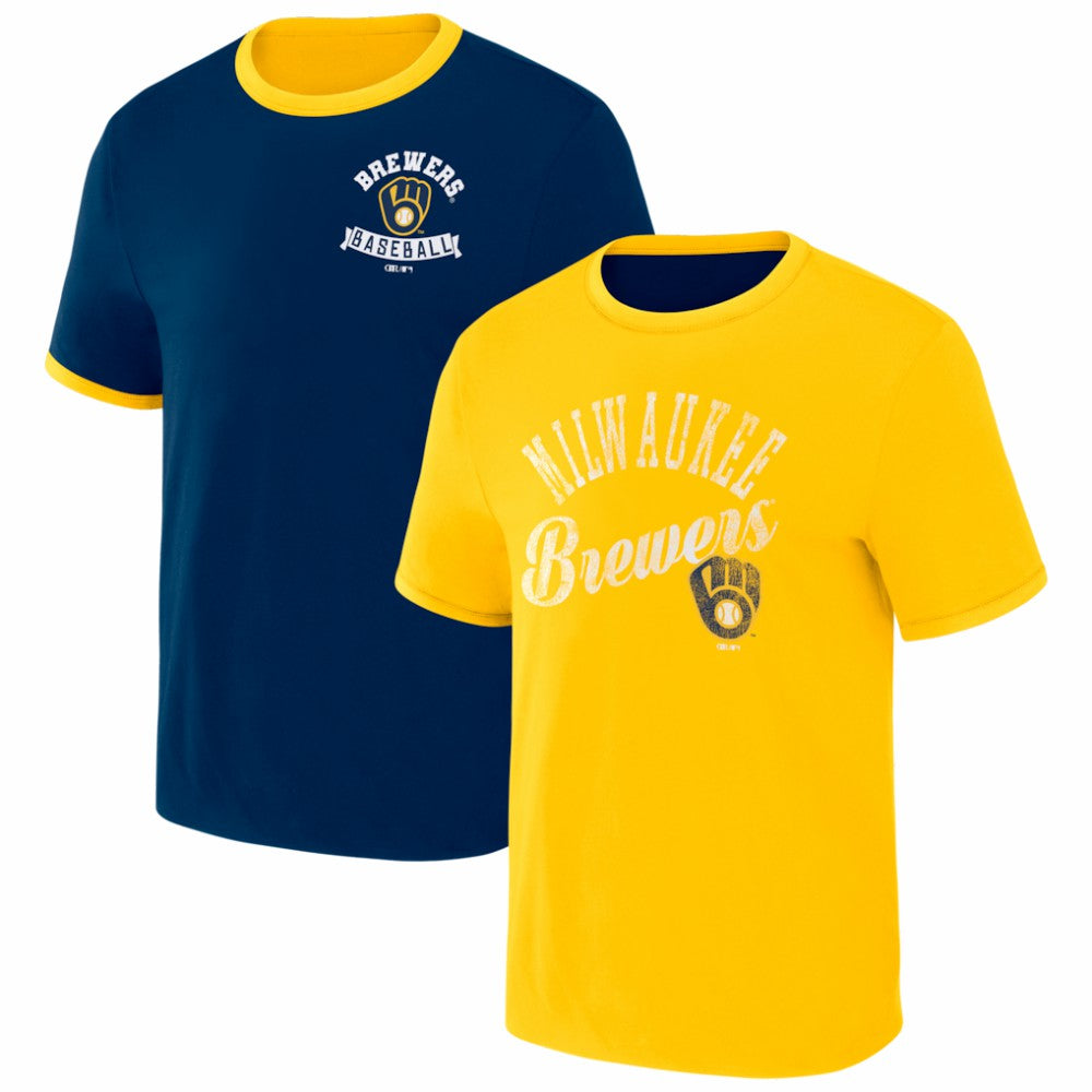 Milwaukee Brewers Darius Rucker Collection by Fanatics Two-Way Ringer Reversible T-Shirt Outlet