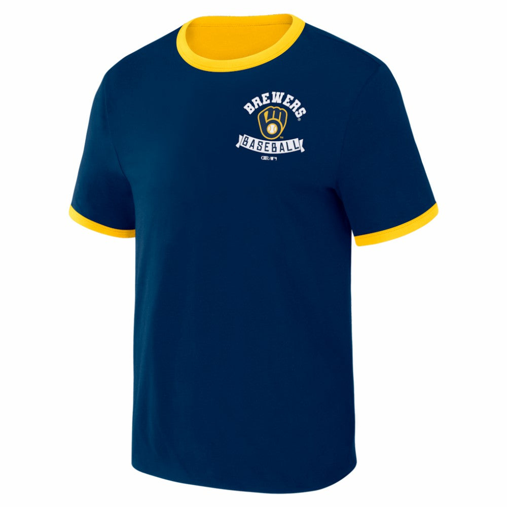 Milwaukee Brewers Darius Rucker Collection by Fanatics Two-Way Ringer Reversible T-Shirt Outlet