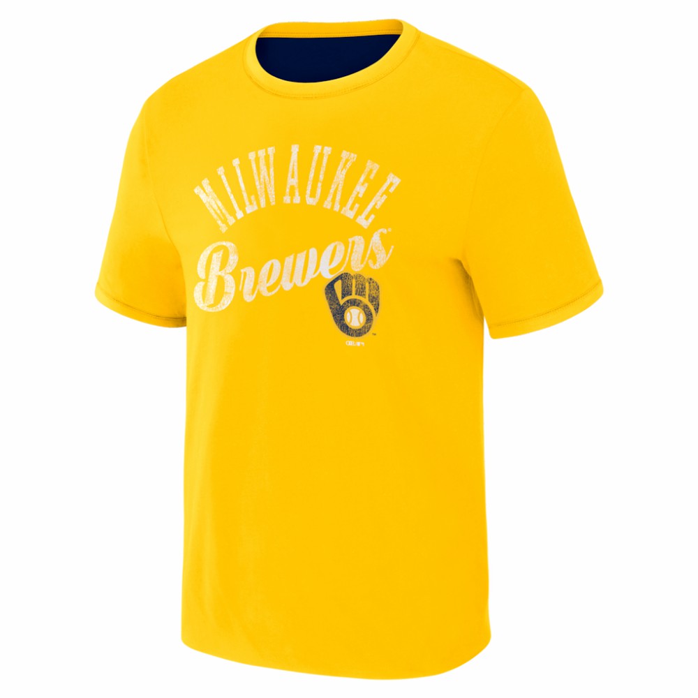 Milwaukee Brewers Darius Rucker Collection by Fanatics Two-Way Ringer Reversible T-Shirt Outlet