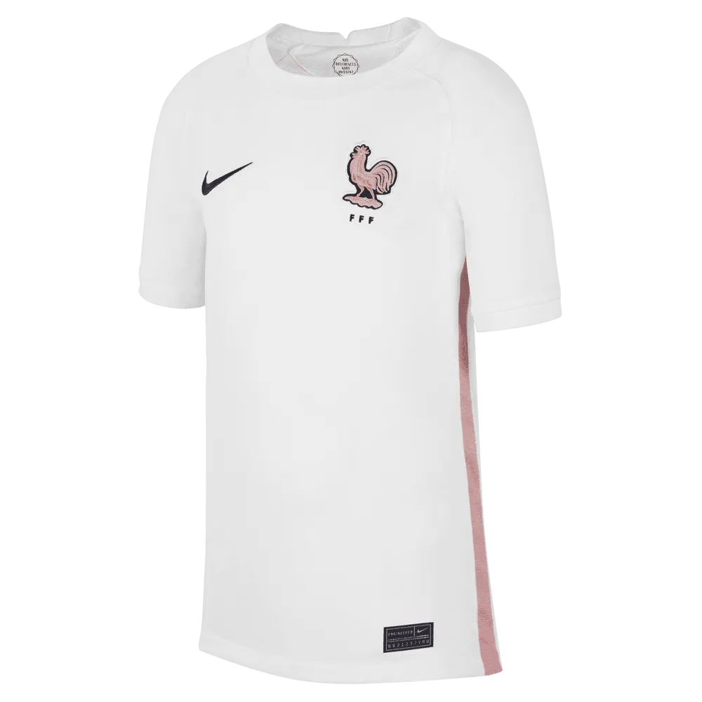 Nike - 2022-23 France Away Youth Soccer Jersey White-Pink Glaze-Blue
