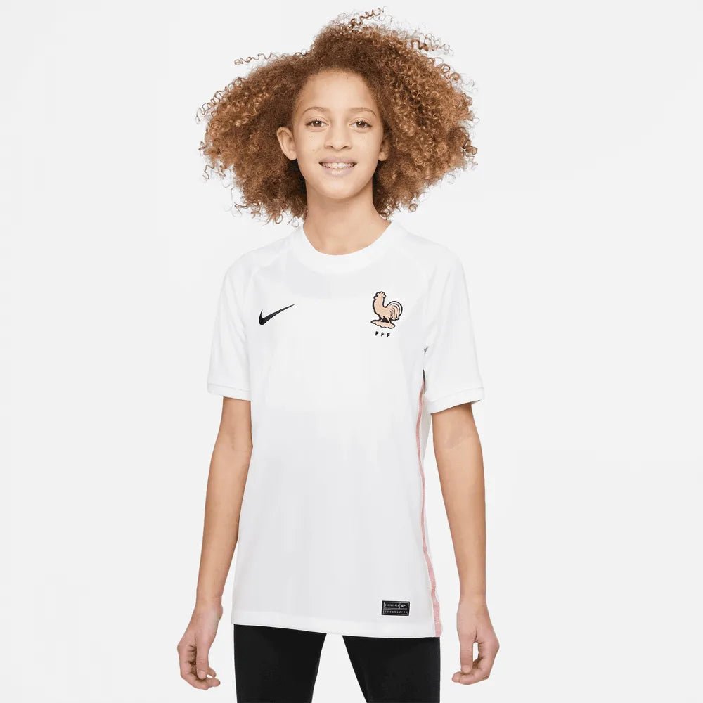 Nike - 2022-23 France Away Youth Soccer Jersey White-Pink Glaze-Blue