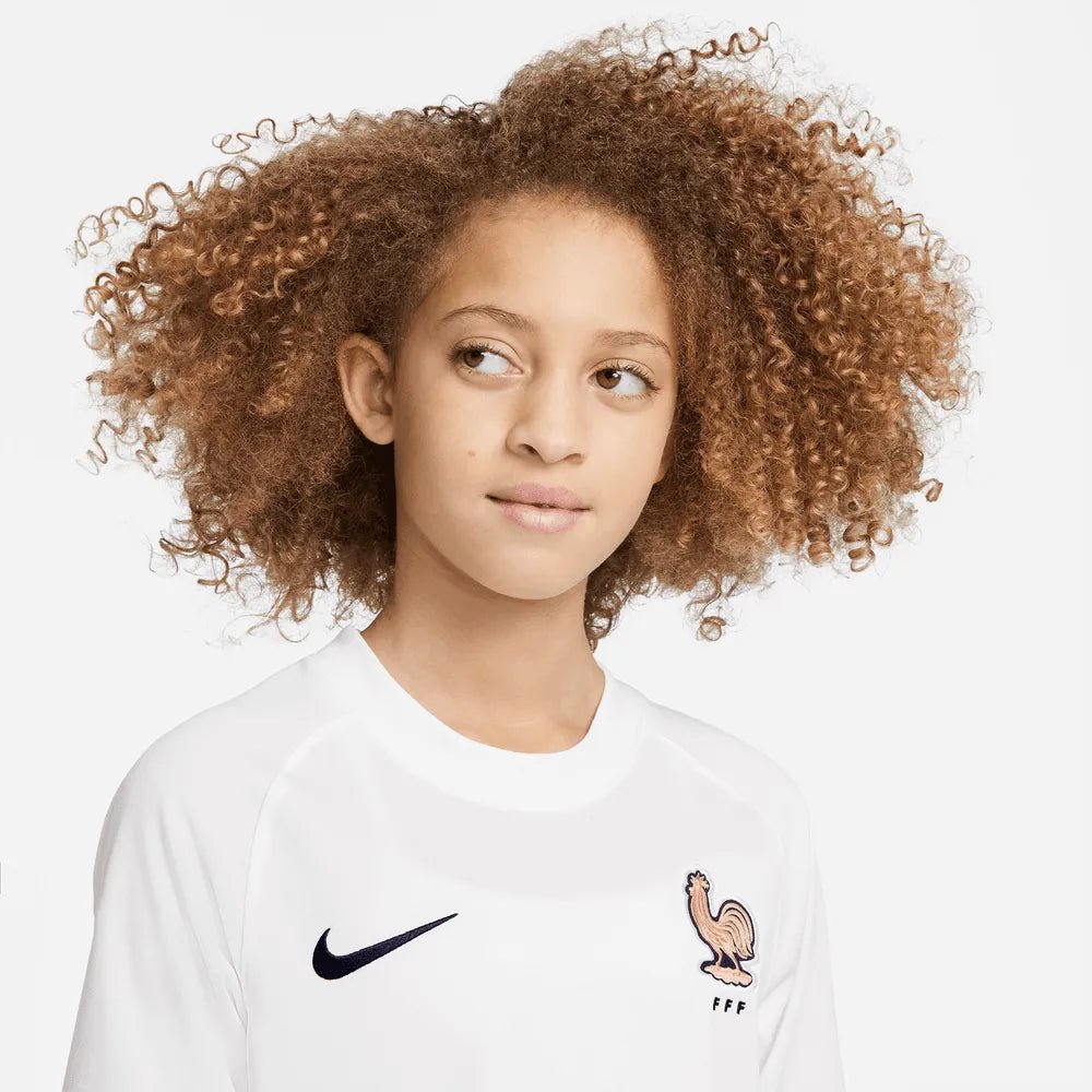 Nike - 2022-23 France Away Youth Soccer Jersey White-Pink Glaze-Blue