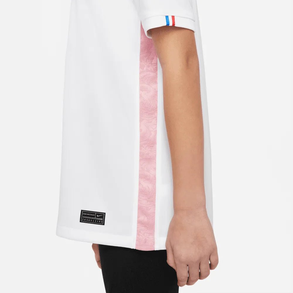 Nike - 2022-23 France Away Youth Soccer Jersey White-Pink Glaze-Blue