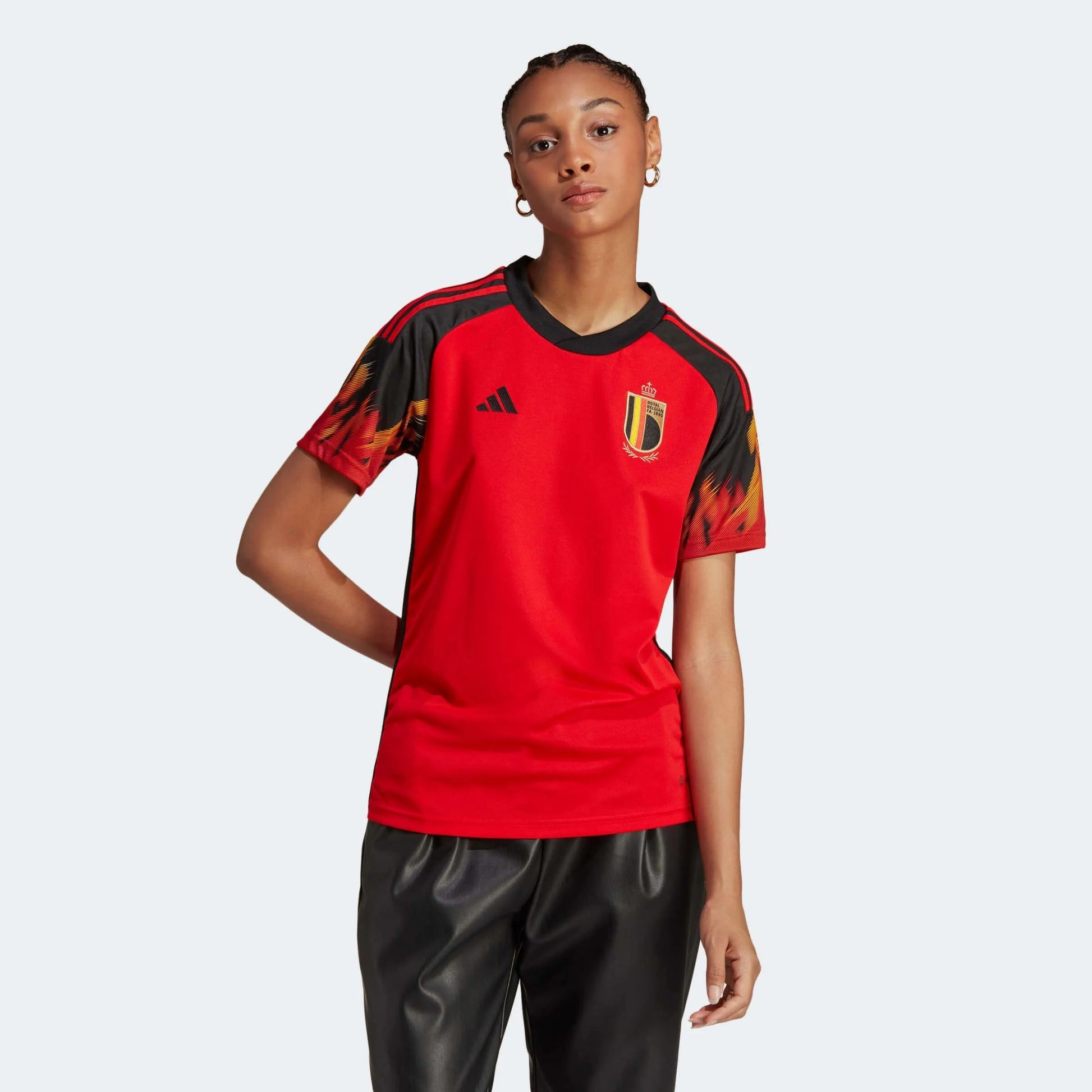 Adidas - 2022-23 Belgium Women's Home Soccer Jersey - Red-Black