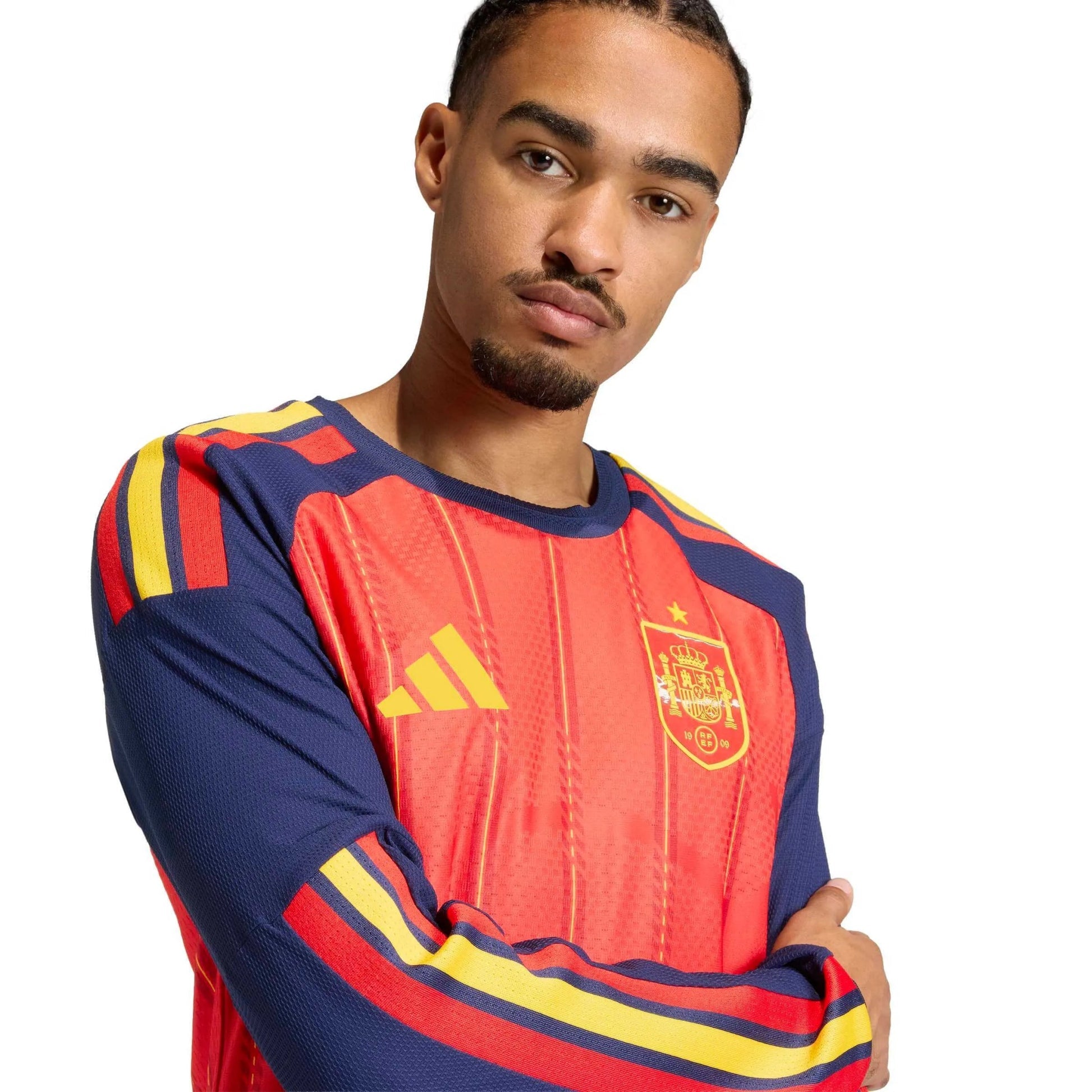 Adidas - 2026 Spain Men's Authentic Home Long-Sleeve Soccer Jersey