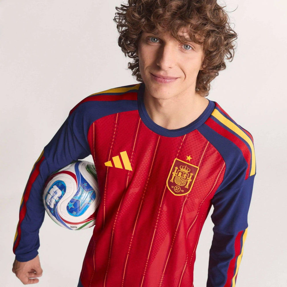Adidas - 2026 Spain Men's Authentic Home Long-Sleeve Soccer Jersey