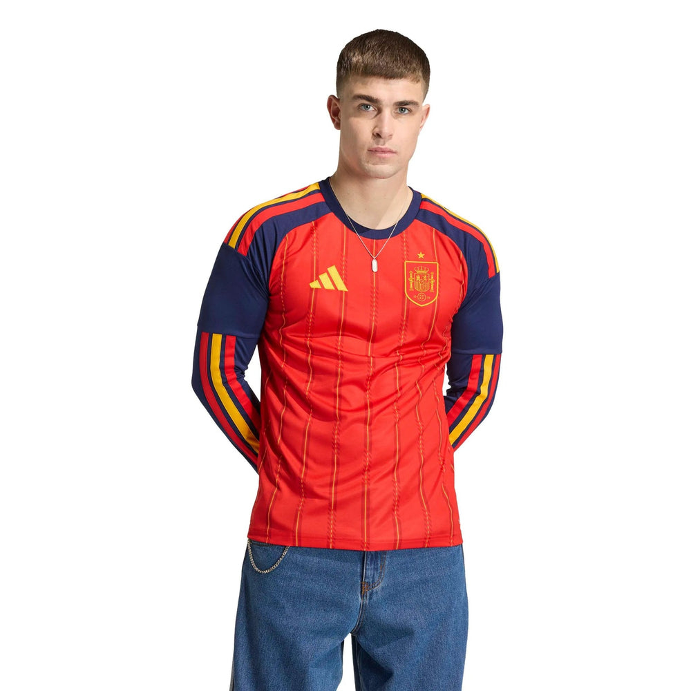 Adidas - 2026 Spain Men's Stadium Home Long-Sleeve Soccer Jersey