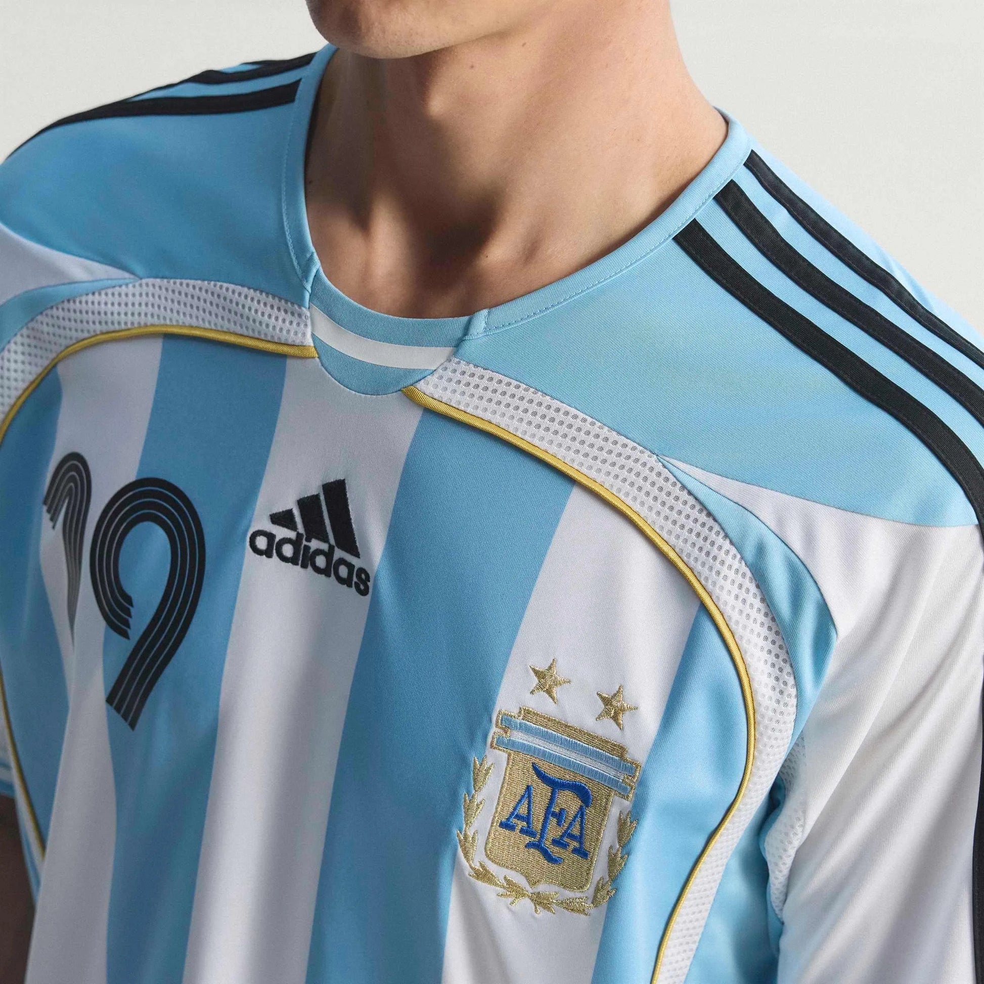 Adidas - 2006 Argentina Men's Retro Stadium Home Messi #19 Soccer Jersey