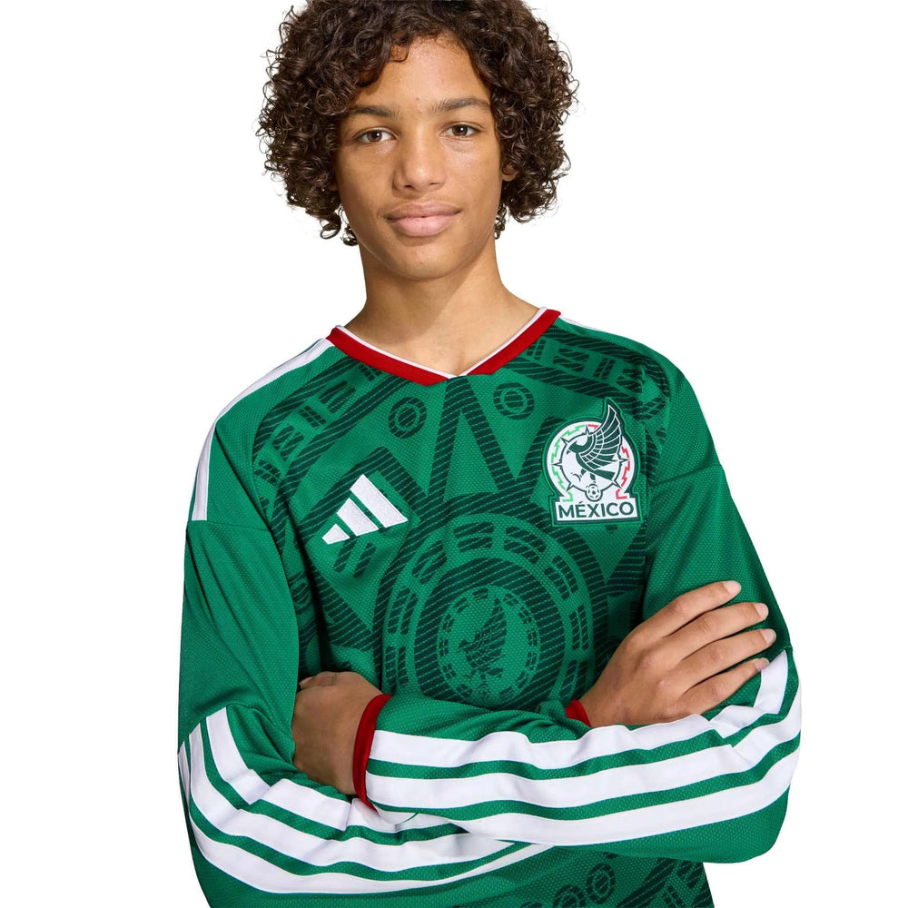 Adidas - 2026 Mexico Youth Stadium Home Long-Sleeve Soccer Jersey